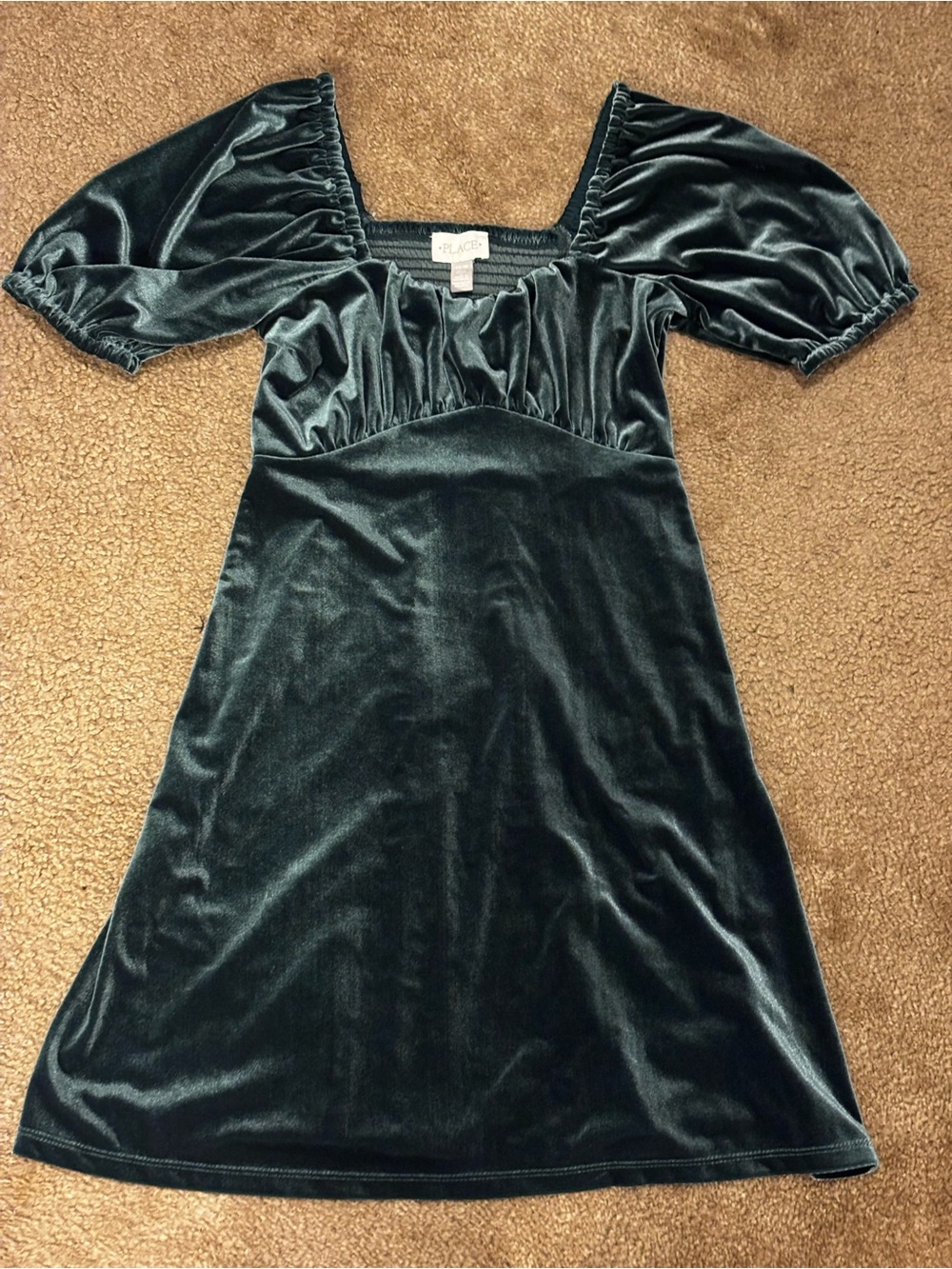 Place Velvet Mini Dress in Teal Green